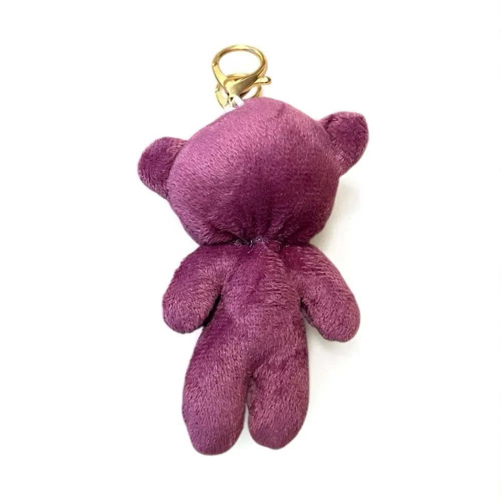 ⭐️3/$25⭐️ Cute Plush Purple Bear With Brown Bow Keychain